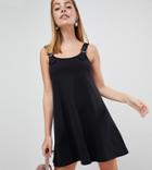 Asos Design Petite Buckle Strap Swing Sundress-black