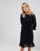 Y.a.s Lira Fluted 3/4 Sleeve Shift Dress - Black