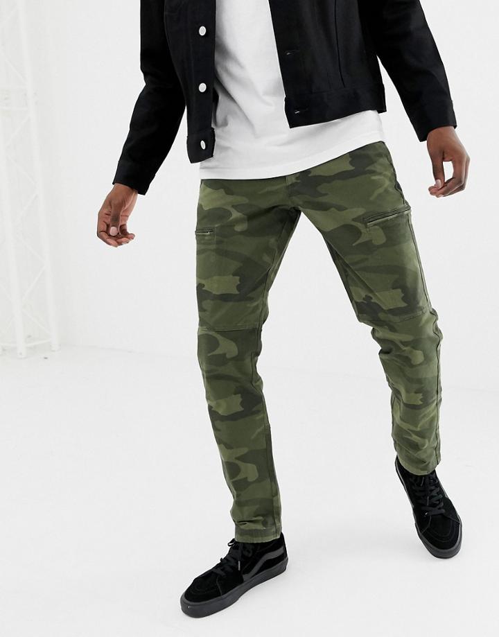 Abercrombie & Fitch Camo Print Cargo Pants Slim Fit In Green - Green