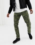 Abercrombie & Fitch Camo Print Cargo Pants Slim Fit In Green - Green