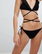 Fashion Union Bay Tie Side Bikini Bottom Black - Black