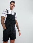 Asos Design Skinny Short Overalls In Black - Black