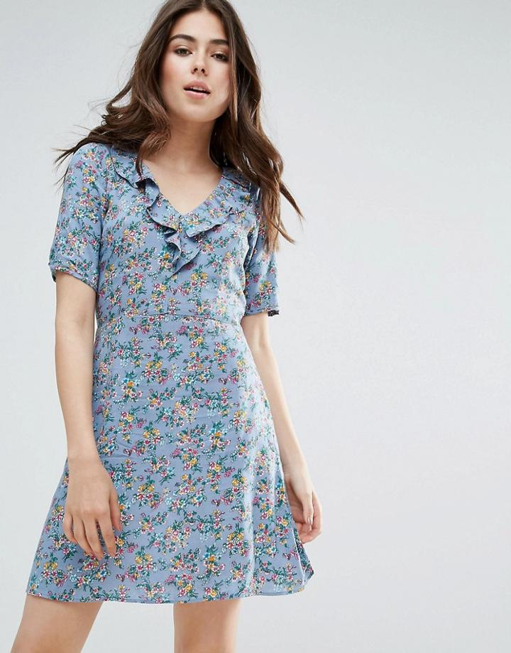 Trollied Dolly Floral Tea Dress - Gray