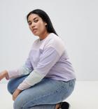 Asos Design Curve T-shirt With Long Sleeve In Pastel Color Block - Multi