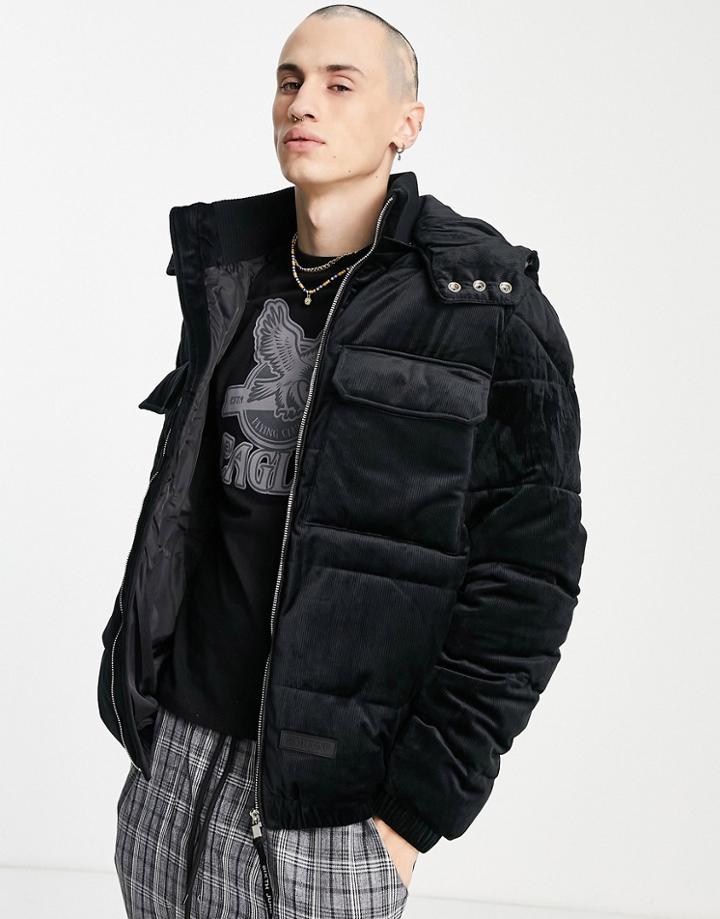 Sixth June Corduroy Padded Jacket In Black