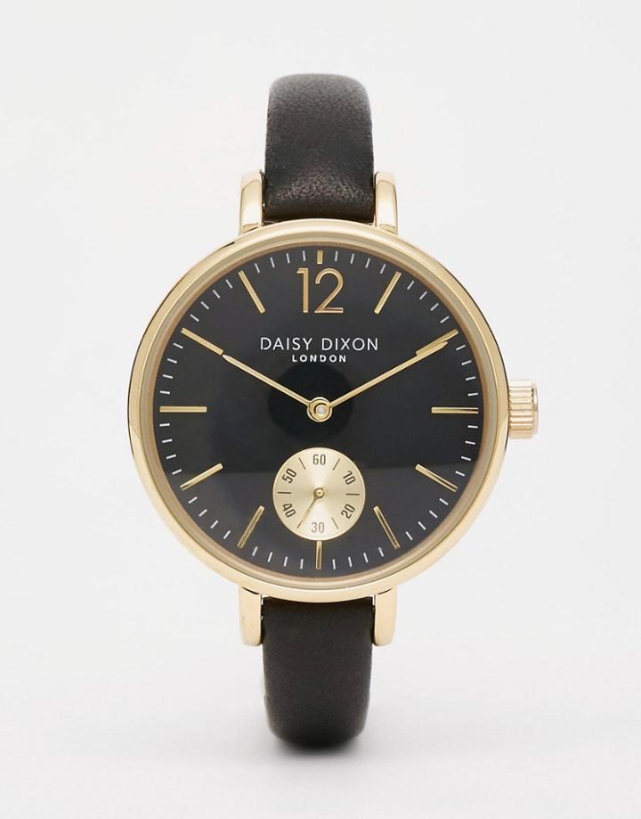 Daisy Dixon Chrono Black Leather Watch - Black