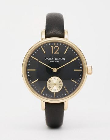 Daisy Dixon Chrono Black Leather Watch - Black