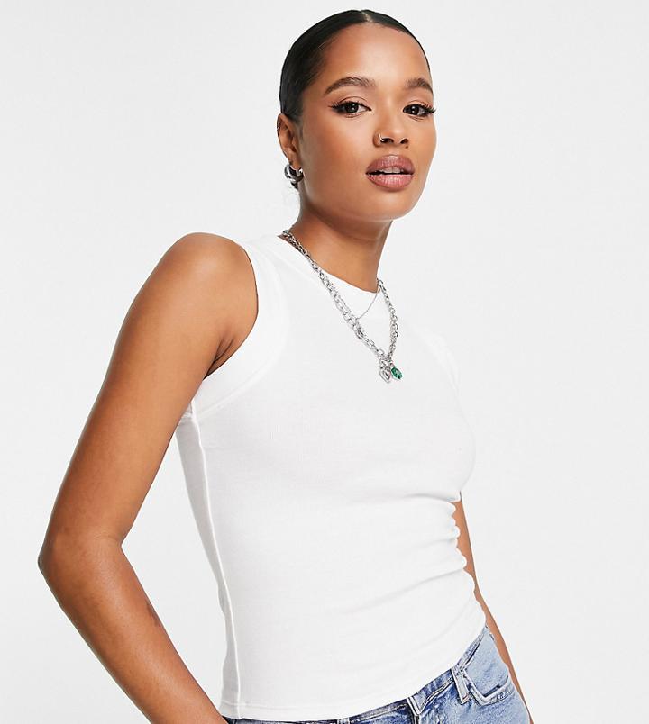 Topshop Petite Tank In White