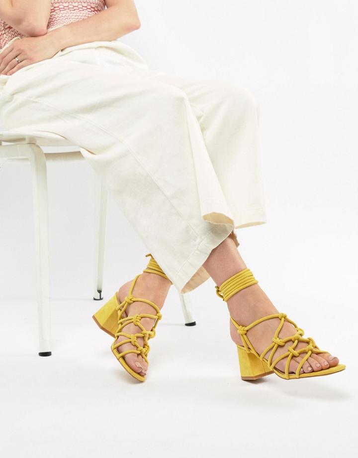 Public Desire Freya Yellow Mid Heeled Sandals - Yellow
