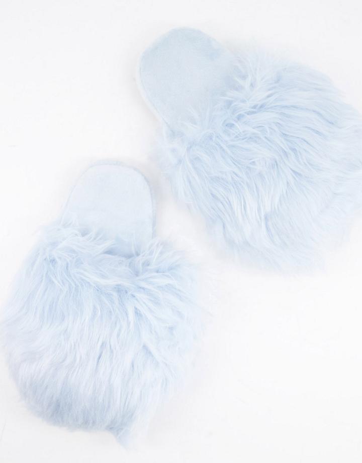 Loungeable Faux Fur Slipper In Blue-blues