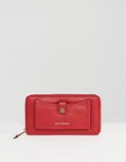 Paul Costelloe Real Leather Zip Around Purse With Phone Compartment In Red - Red