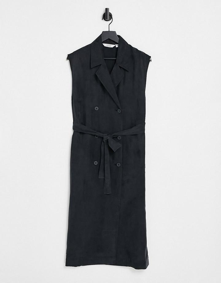 & Other Stories Cupro Vest-style Midi Dress In Black