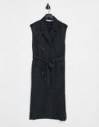 & Other Stories Cupro Vest-style Midi Dress In Black