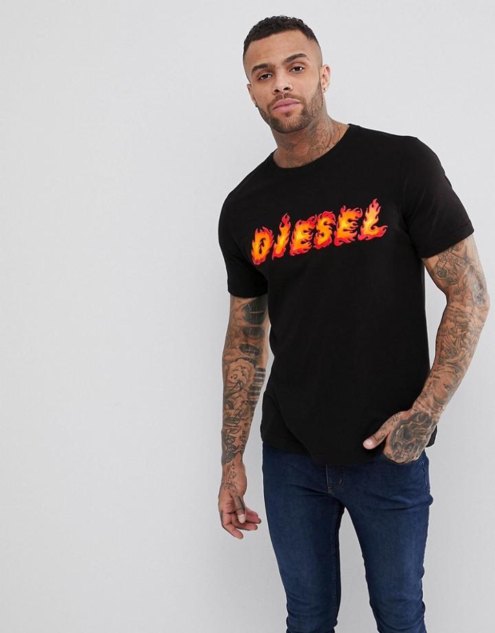 Diesel T-just-sh Flame Logo T-shirt - Black