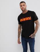 Diesel T-just-sh Flame Logo T-shirt - Black
