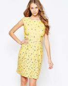 Trollied Dolly To The Point Tea Dress In Dragonfly And Ladybird Print - Yellow Dragonfly And
