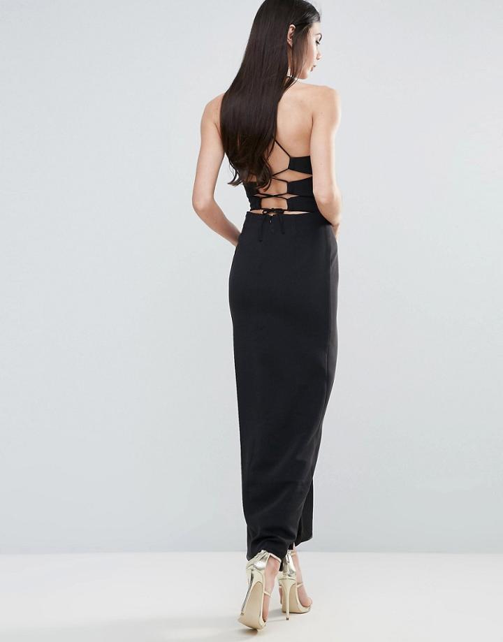 Lavish Alice Maxi Dress With Strappy Back - Black