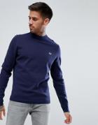 Fred Perry Slim Fit Twin Tipped Crew Neck Sweater In Navy - Navy