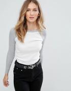 Brave Soul Contrast Sleeve T-shirt - Cream