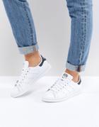 Adidas Originals Stan Smith Sneakers In White And Navy