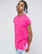 Asos Longline T-shirt In Oversized Fit In Pink - Pink