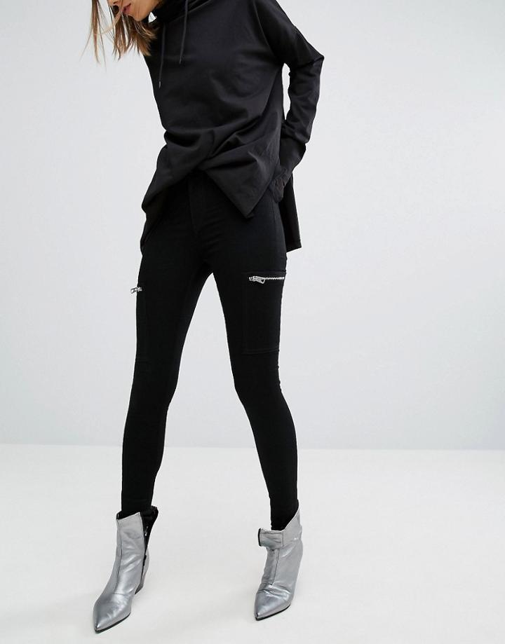 Cheap Monday High Spray Super Skinny Jeans With Zip Pockets - Black