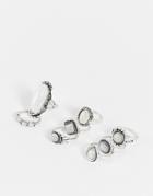 Svnx Silver Rings With Moon Stone Detail Multi Pack