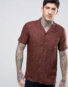Asos Regular Fit Viscose Shirt With Leopard Print - Brown