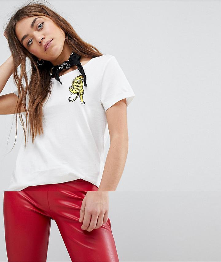 Only Tiger Print T-shirt - White
