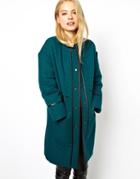 Asos Coat In All Over Quilt With Pu Trims