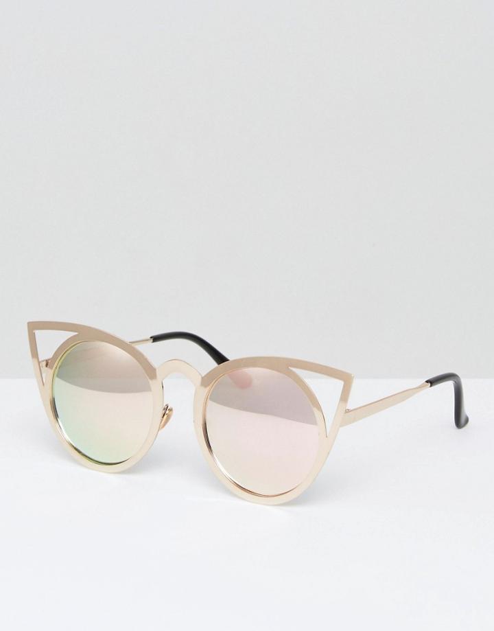 7x Faded Lens Cat Eye Sunglasses - Gold