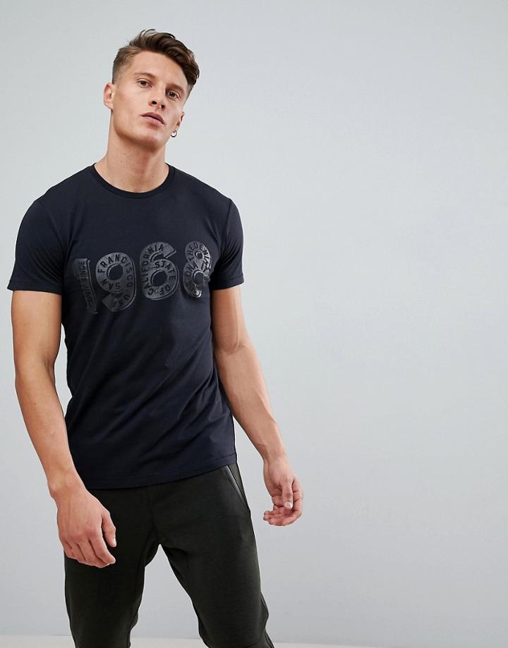 Esprit Longline T-shirt In Black With 1968 Print - Black