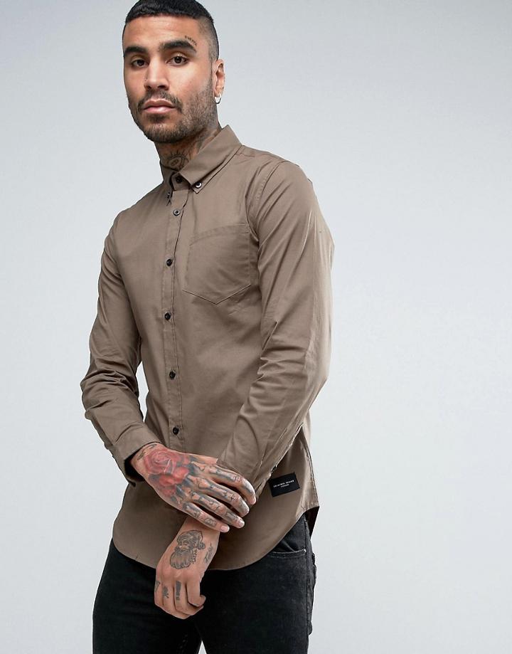Criminal Damage Shirt In Slim Fit - Green