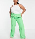 Pieces Curve Straight Leg Tailored Pants In Bright Green - Part Of A Set