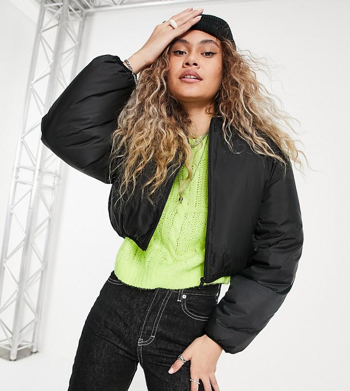 Collusion Cropped Bomber Jacket In Black