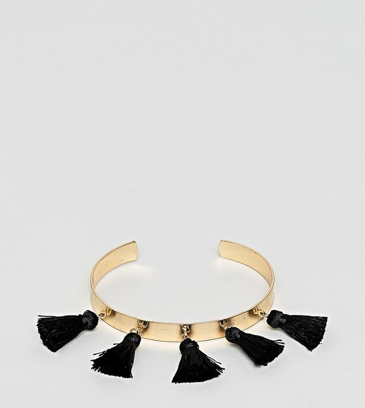 Asos Design Curve Tassel Cuff Bracelet - Gold