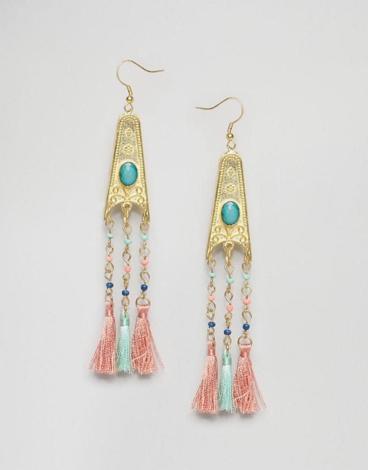Asos Pretty Tassel Drop Earrings - Multi
