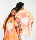 Collusion Unisex Oversized T-shirt With Print In Orange Tie Dye