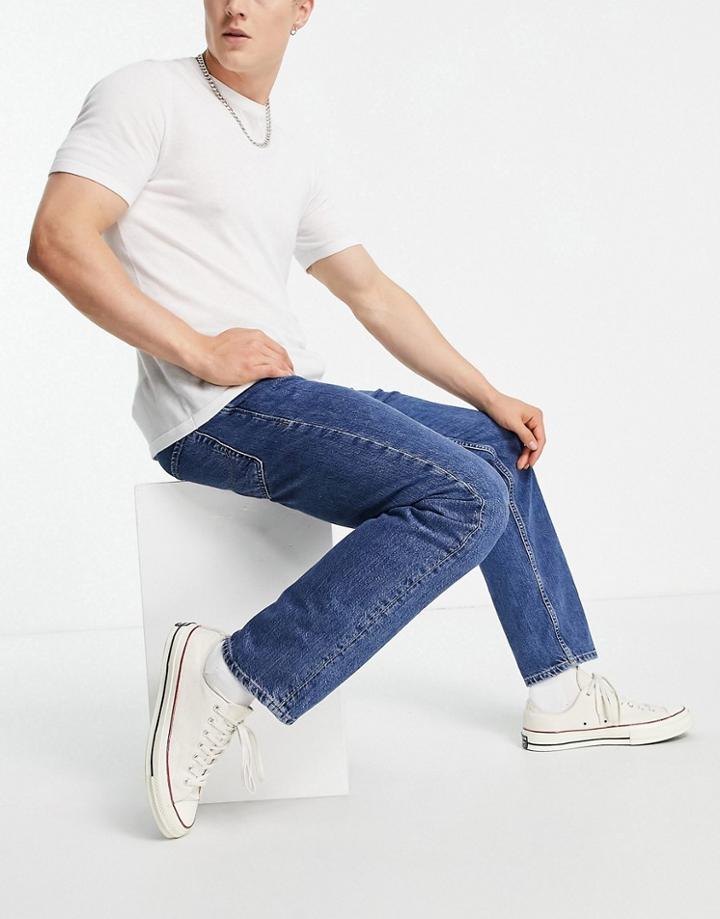 Jack & Jones Intelligence Chris Loose Fit Jeans In Dark Blue Rinse-navy
