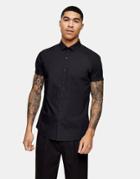 Topman Slim Smart Shirt In Black