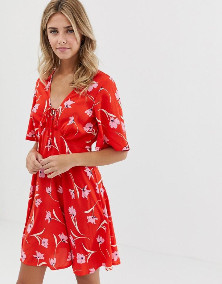 Influence Swing Dress In Mixed Floral Print - Multi