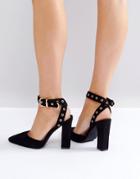 Raid Pixie Black Eyelet Ankle Strap Heeled Shoes - Black
