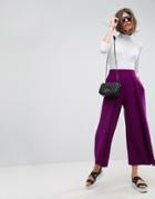 Asos Tailored Wide Pleat Culottes In Pop Purple - Purple