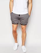 Asos Jersey Shorts In Short Length With Piping - Charcoal Marl