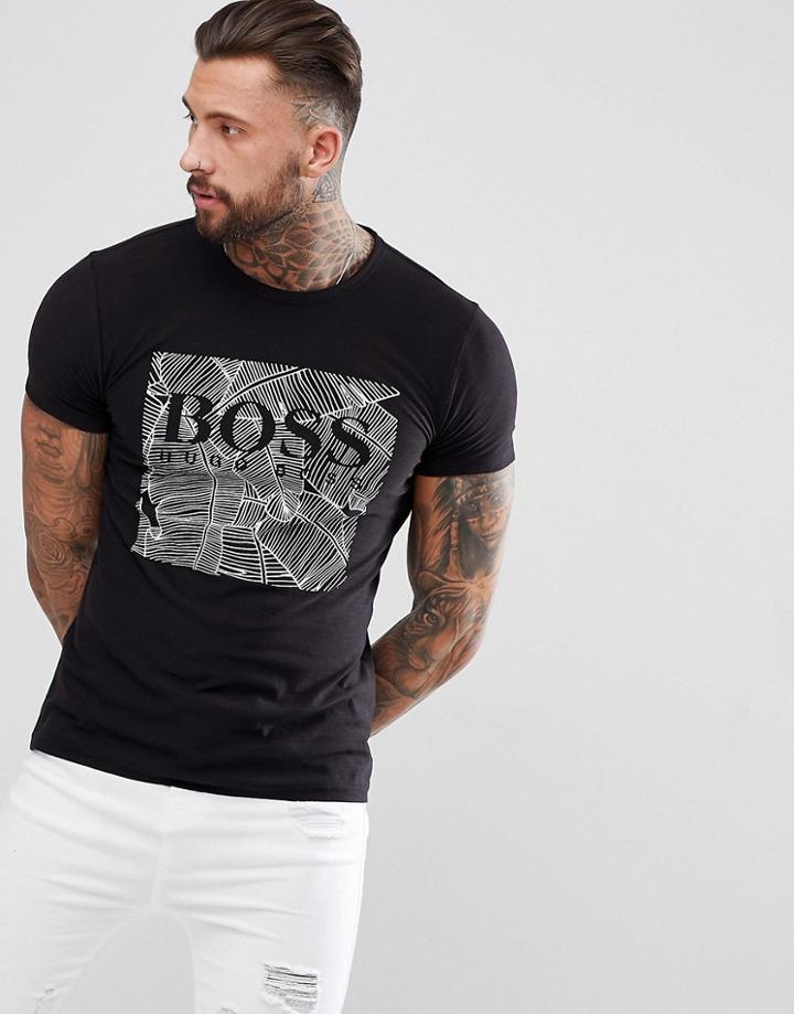 Boss Banana Leaf Graphic T-shirt In Black - Black