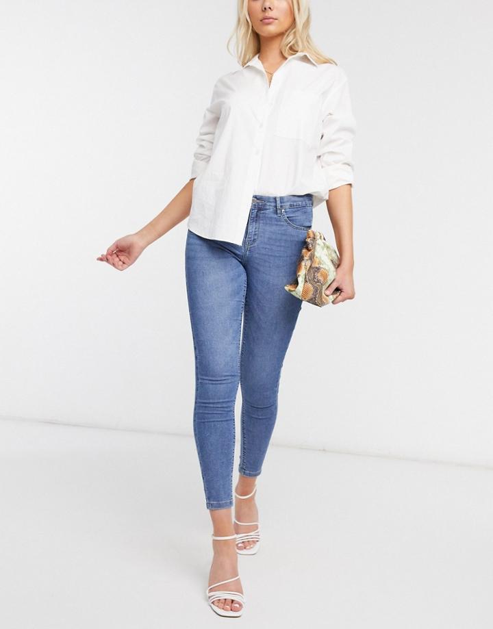 Only Midrise Ankle Grazer Skinny Jeans In Light Blue Wash-blues