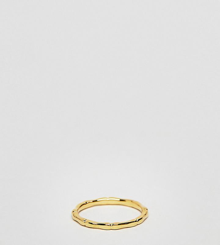 Kingsley Ryan Sterling Silver Gold Plated Bamboo Ring - Gold