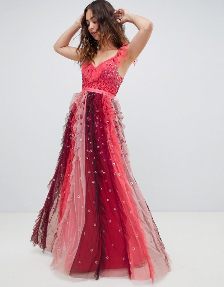 Needle And Thread Rainbow Scatter Embellished Maxi Gown In Multi - Multi