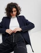 Mango Oversized Check Blazer - Gray