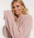 Asos Design Maternity Oversized Sweater With Volume Sleeves In Pink